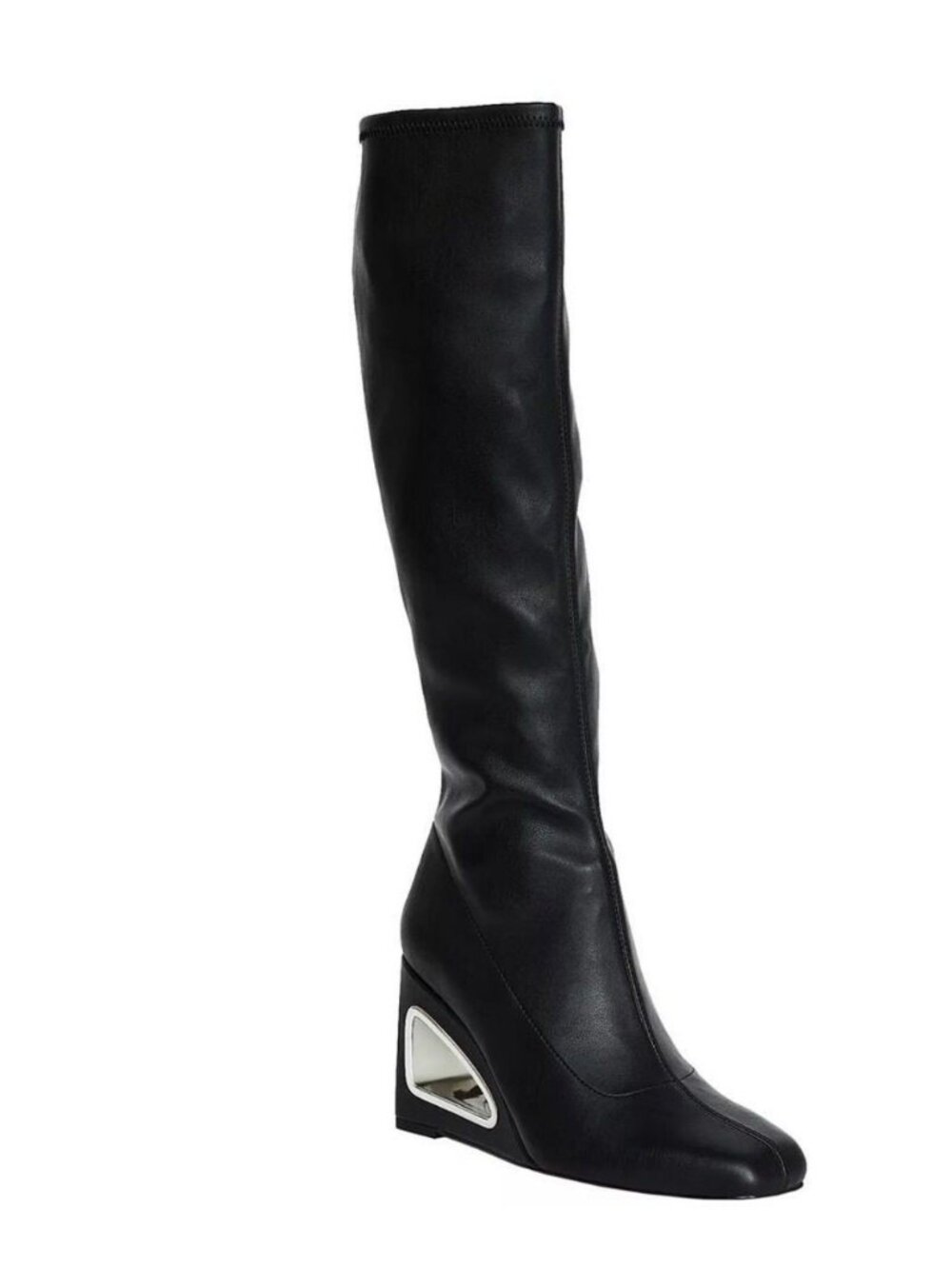 Katy Perry The Hollow Wedge High Boots-Black Leather W(7) Retail $169 - Picture 1 of 4
